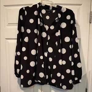 Eloquii, black with big white polka dots, with tie